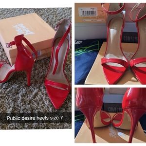 Red public desire heels